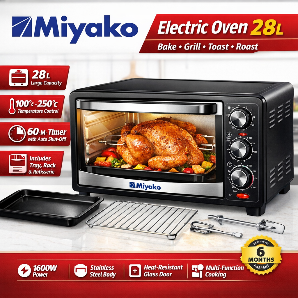 Miyako Electric Oven (28L) – Multi-Function Toaster Oven