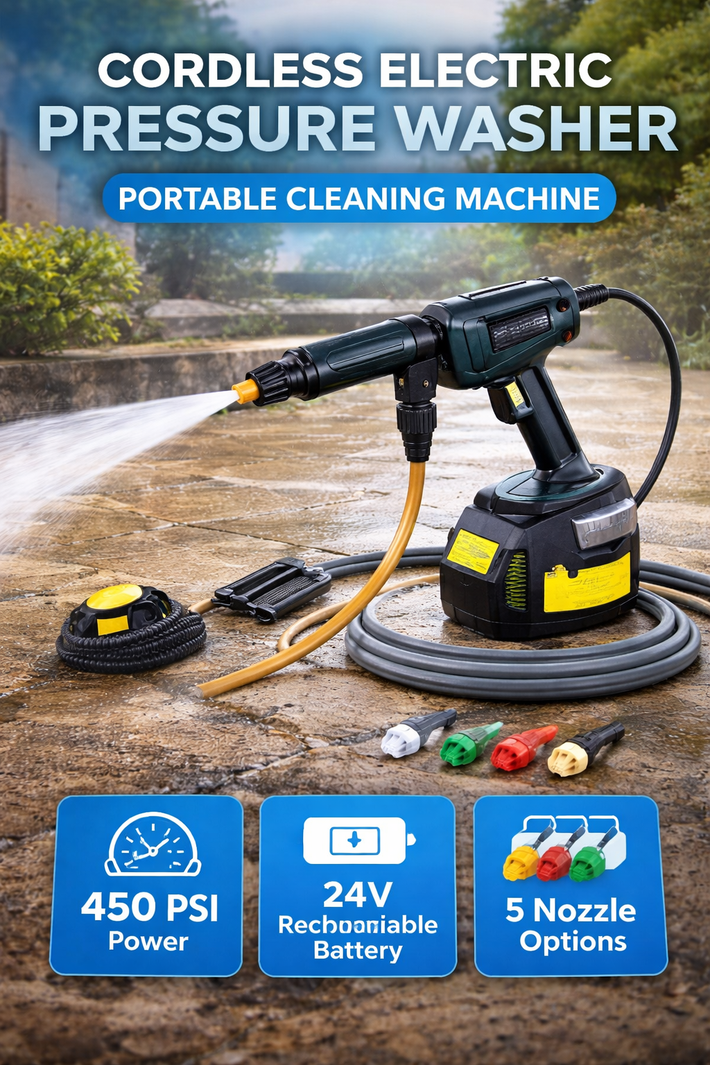 Cordless Electric Pressure Washer – Portable Cleaning Machine