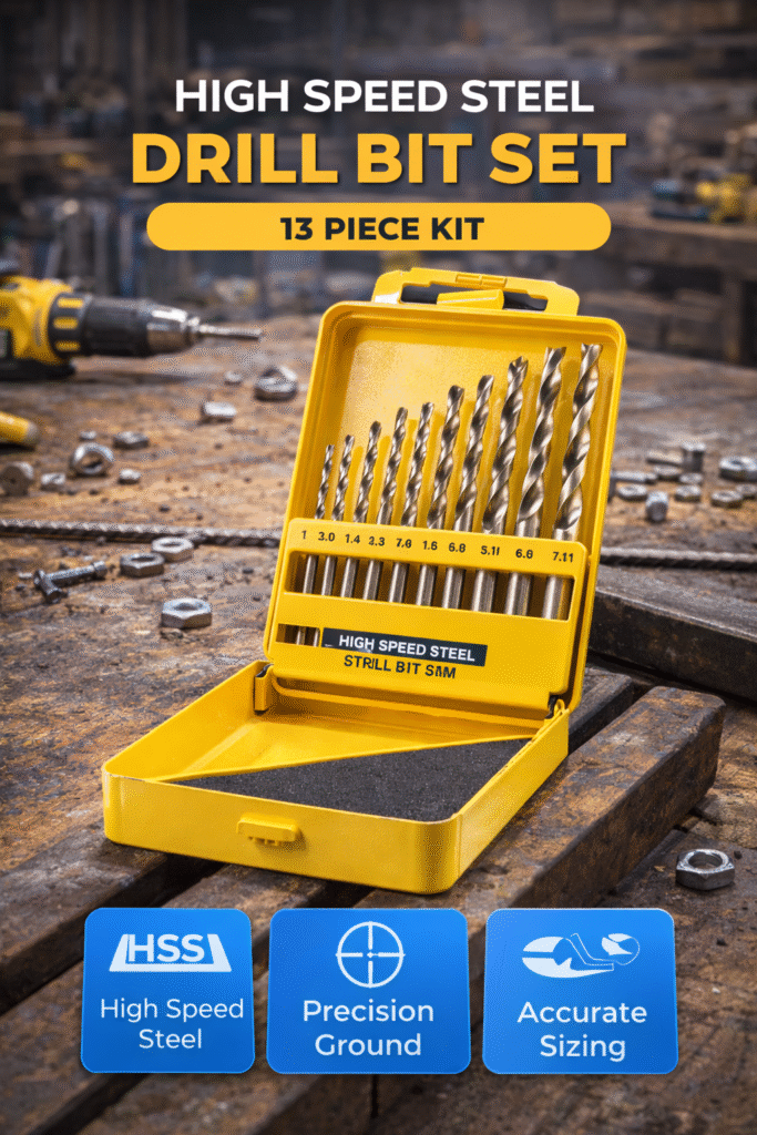 High Speed Steel Drill Bit Set – 13 Piece Kit