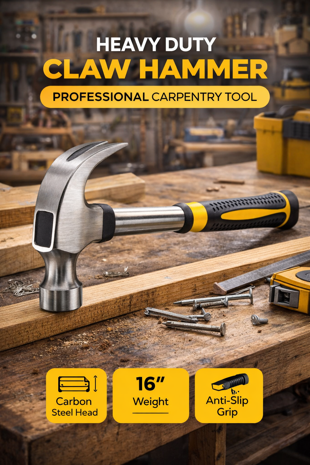 Heavy Duty Claw Hammer – Professional Carpentry Tool